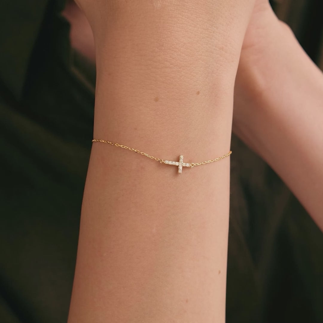 Diamond Pave Cross Bracelet