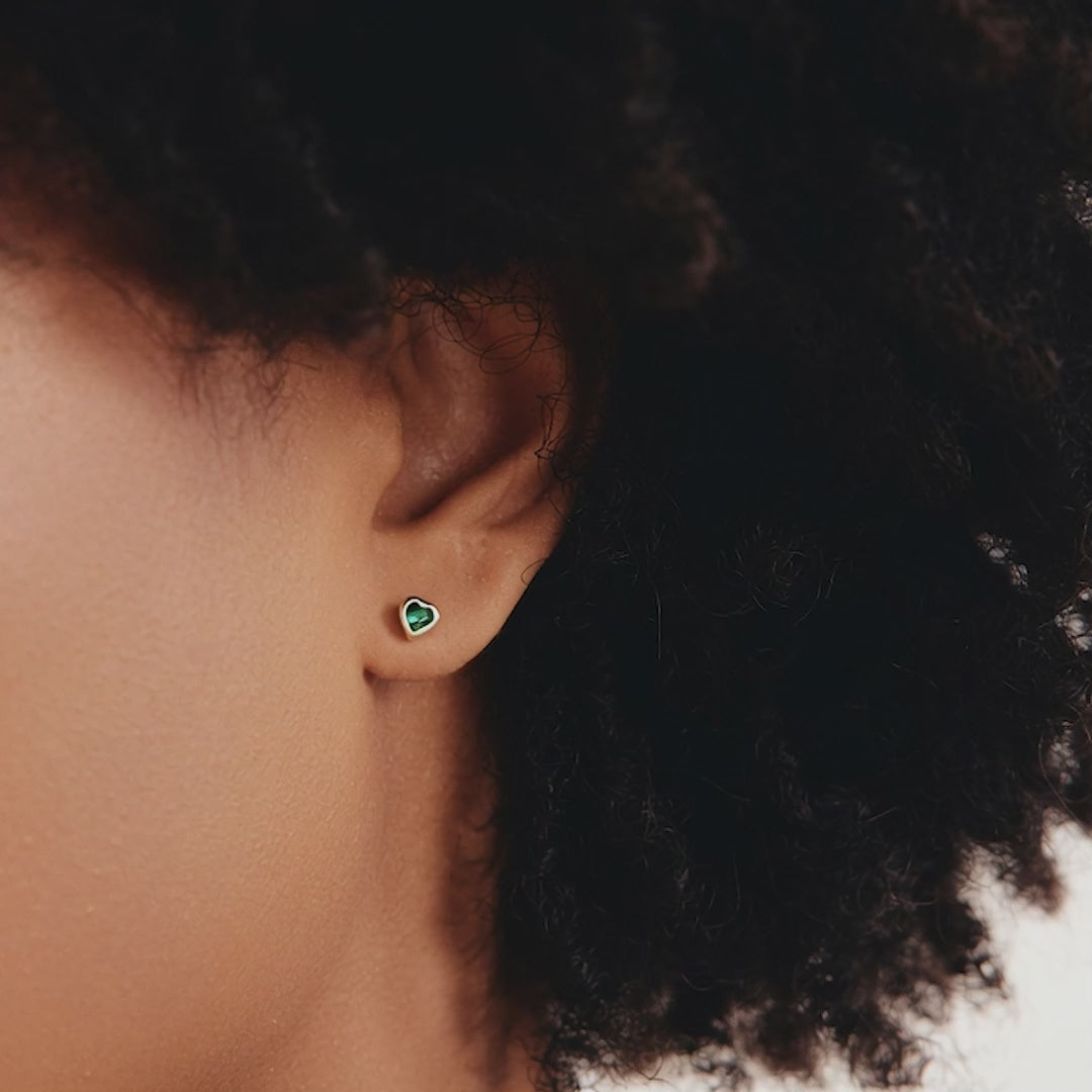 Diamond Pave Heart Stud Earrings