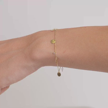 Diamond Disc Station Bracelet in 14K Solid Gold