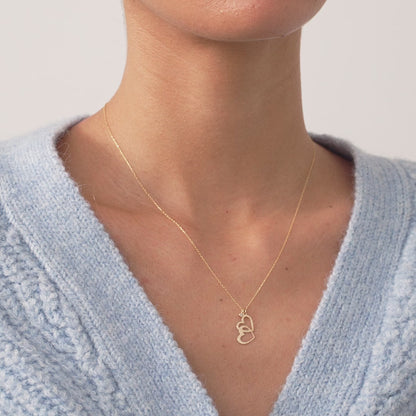 Diamond Intertwined Heart Necklace in 14K Solid Gold