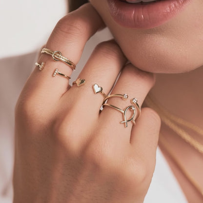 Twin Diamond Open Ring