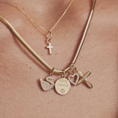 Diamond Flower Cross Charm