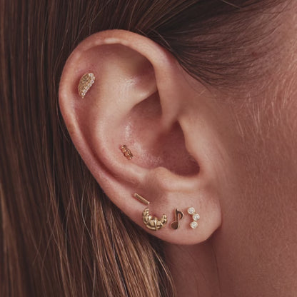 Piercing Stud with 3 CZ Stones