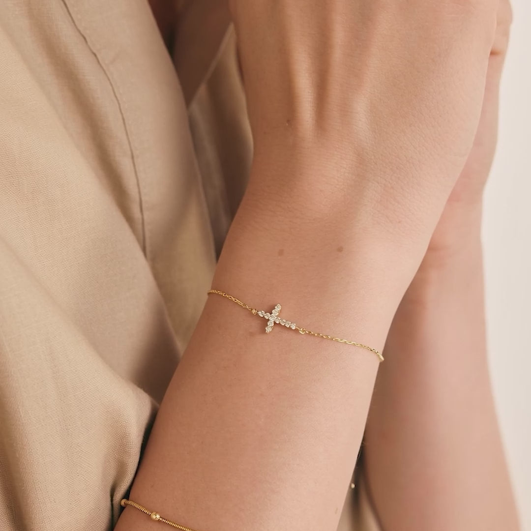 Diamond Cross Charm Bracelet