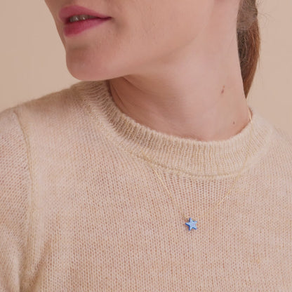 Diamond Opal Star Necklace in 14K Solid Gold