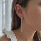 Pave Diamond Moon Threader Earrings