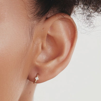 Diamond Flower Hoop Earrings