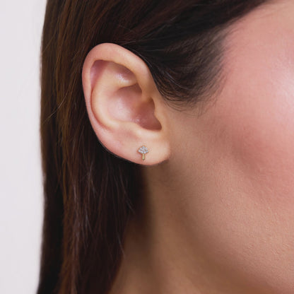 Diamond Mushroom Stud Earrings