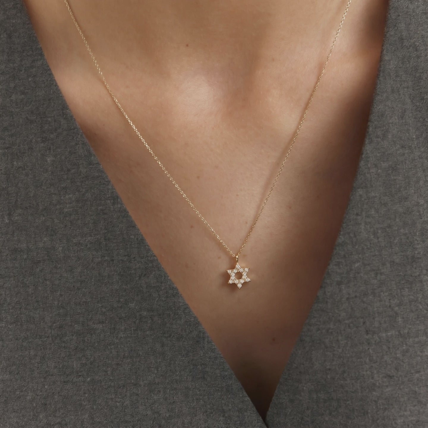 Diamond Star of David Necklace