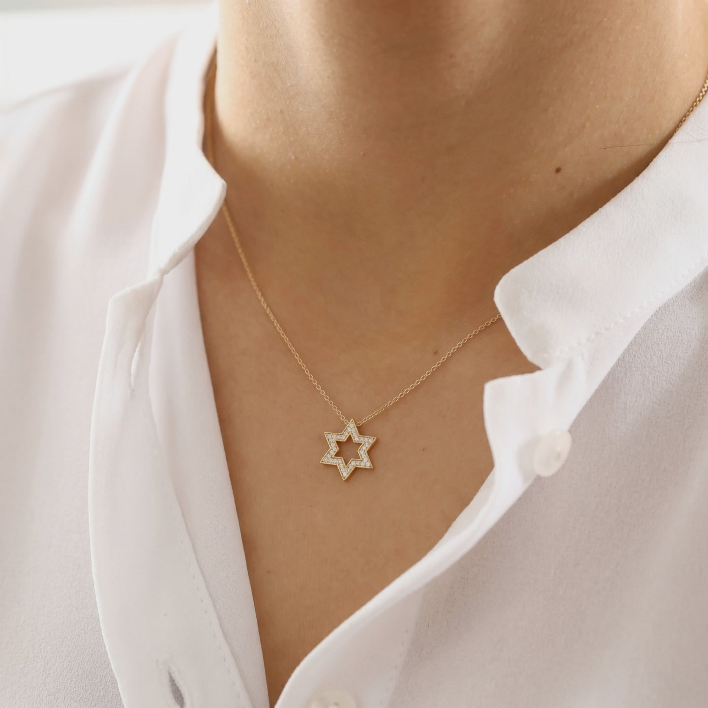 0.15 ct. Diamond Star of David Necklace