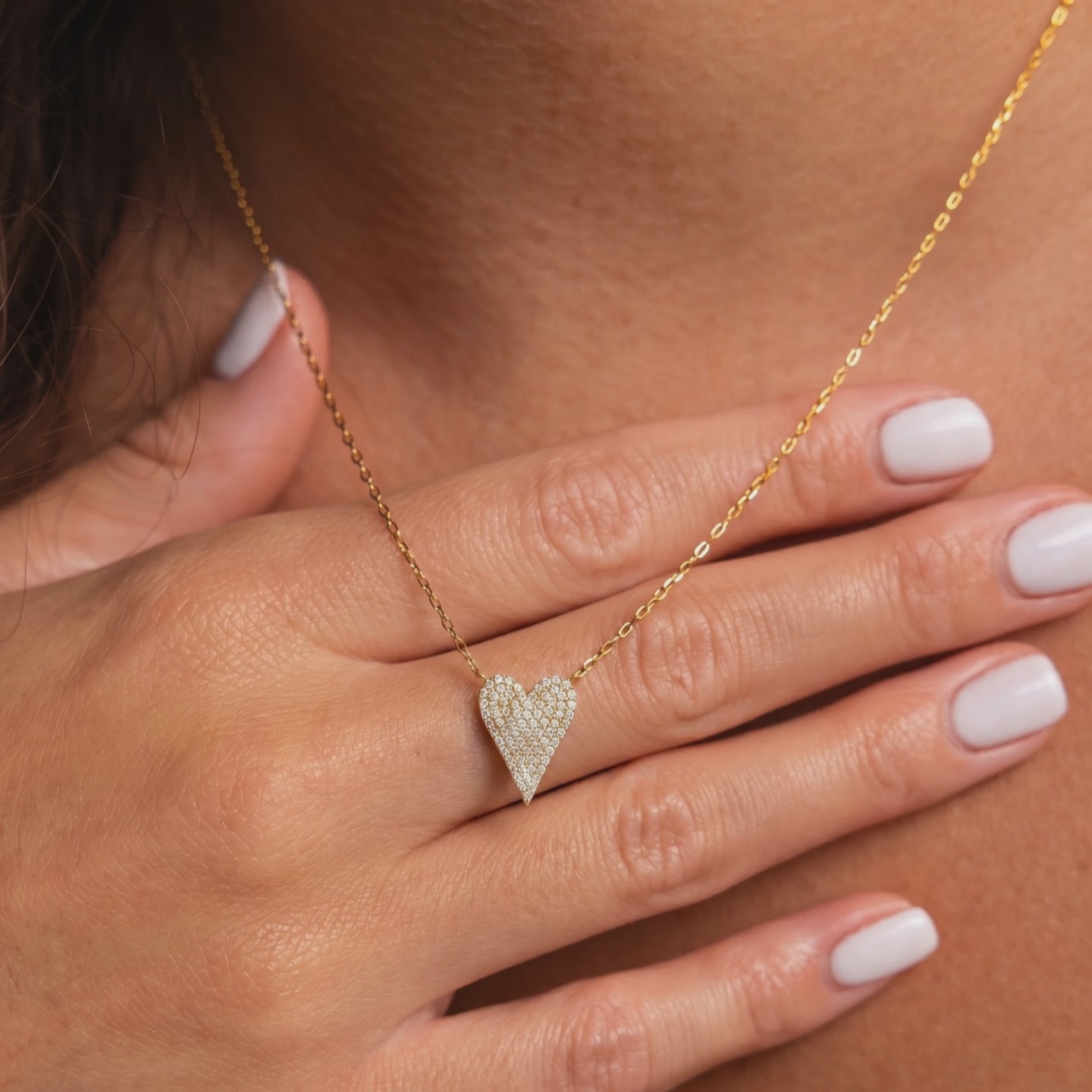 0.20 ct. Diamond Pave Elongated Heart Necklace
