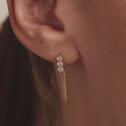 3-Stone Drop Dangle Earrings