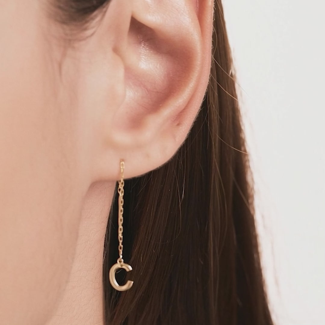 Initial Threader Earrings