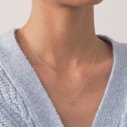 Diamond Heart Necklace in 14K Solid Gold