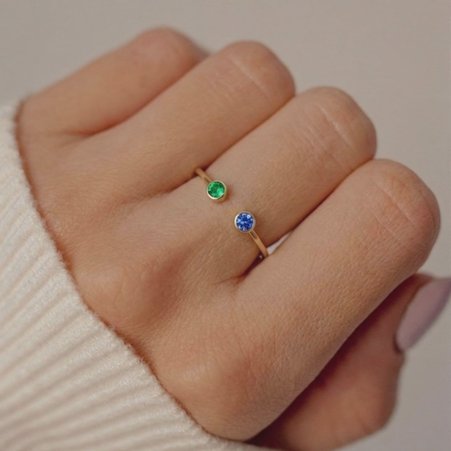 Personalized Dual Birthstone Open Ring