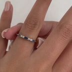 Baguette Birthstone and Diamond Stacking Ring