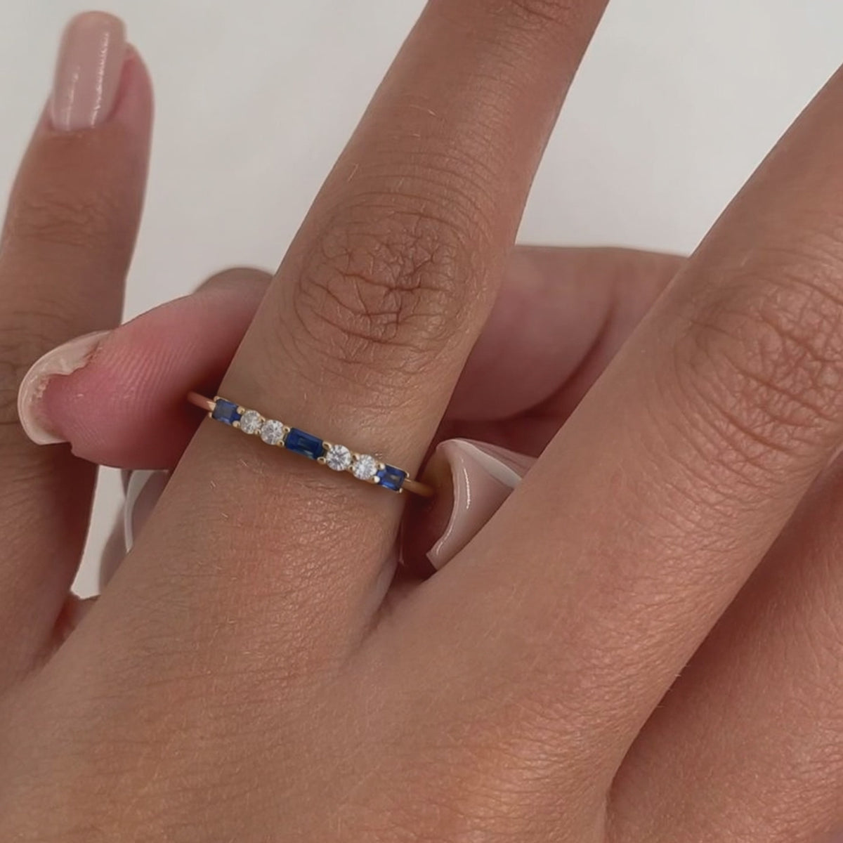 Baguette Birthstone and Diamond Stacking Ring