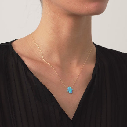 Opal Hamsa Hand Necklace