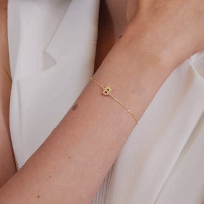 Initial Bracelets in 14K Solid Gold, Adjustable