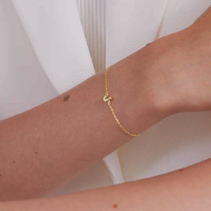 Initial Bracelets in 14K Solid Gold, Adjustable