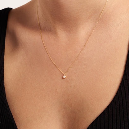 Diamond Solitaire Necklaces in 14K Solid Gold