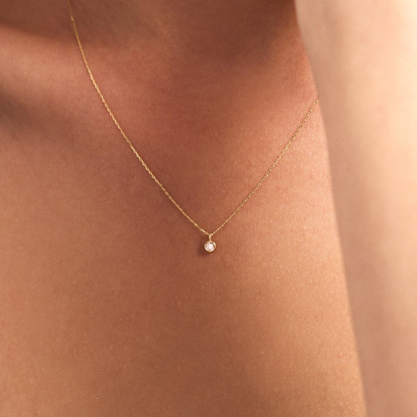 Diamond Solitaire Necklaces in 14K Solid Gold