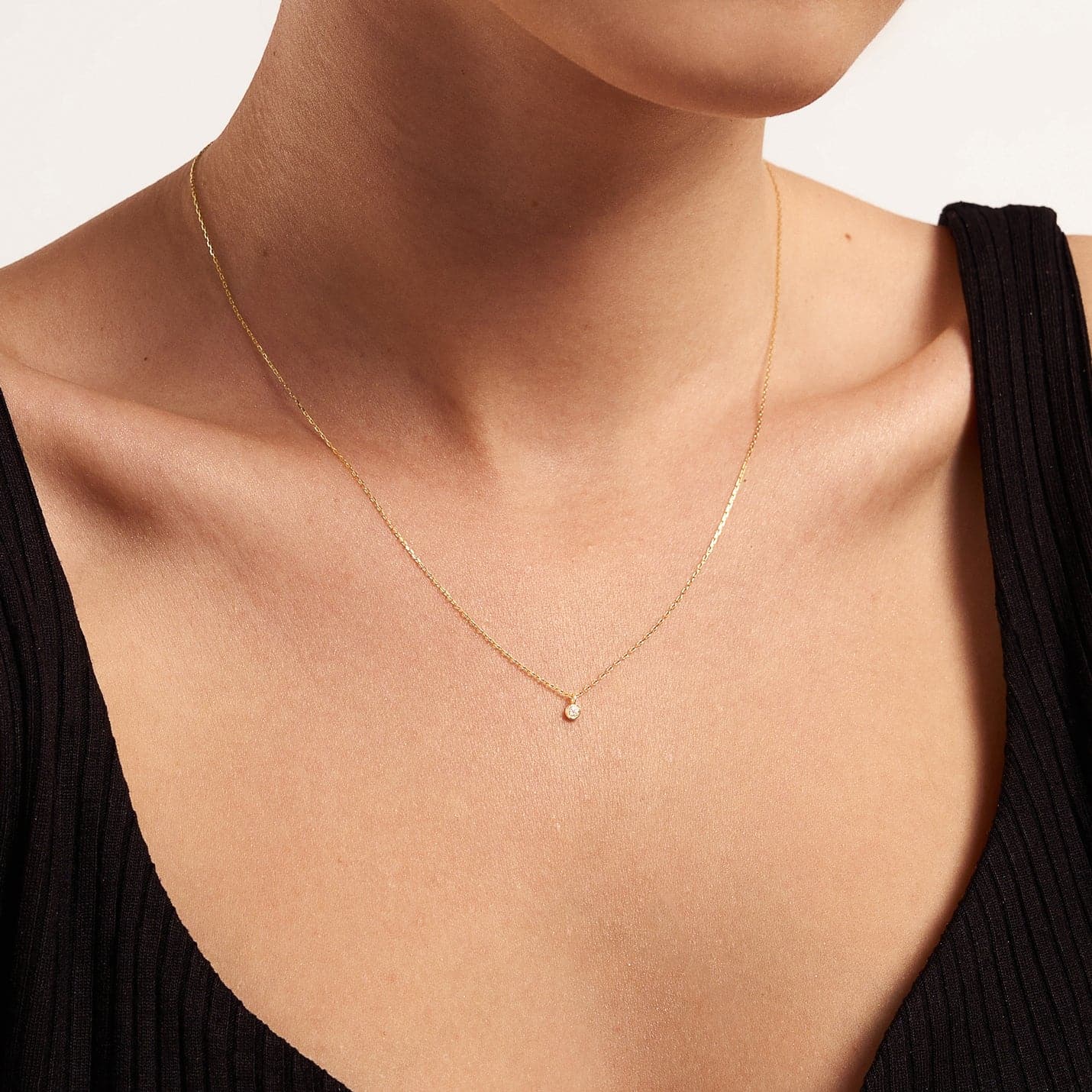 Diamond Solitaire Necklaces in 14K Solid Gold