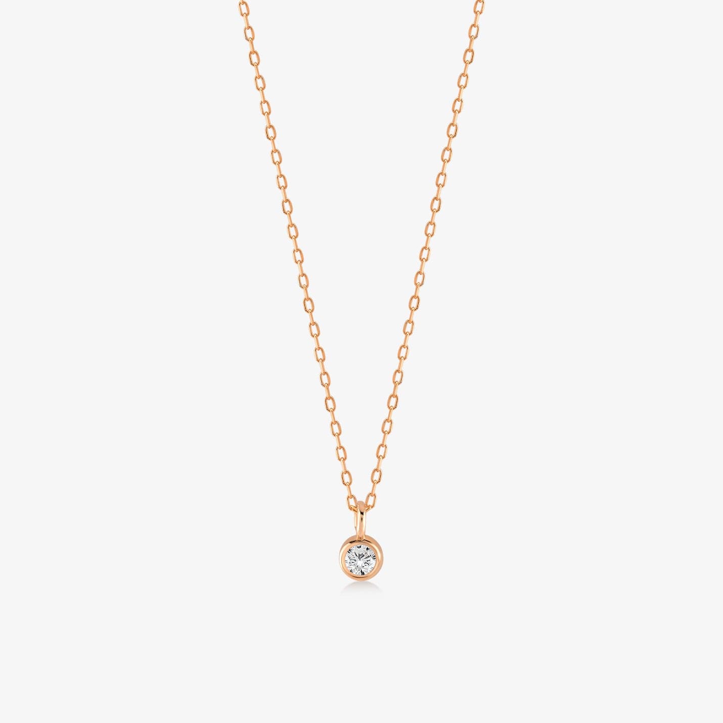 Diamond Solitaire Necklaces in 14K Solid Gold