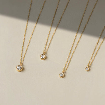 Diamond Solitaire Necklaces in 14K Solid Gold