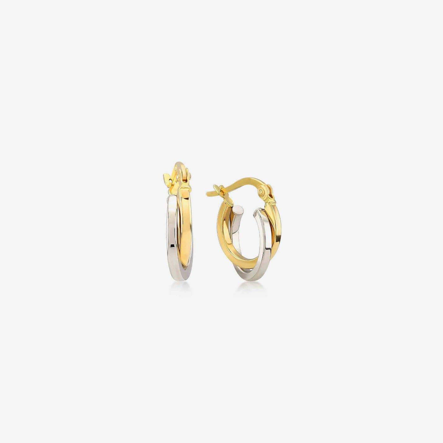 Two-Toned Square Hoop Earrings - Gelin Diamond