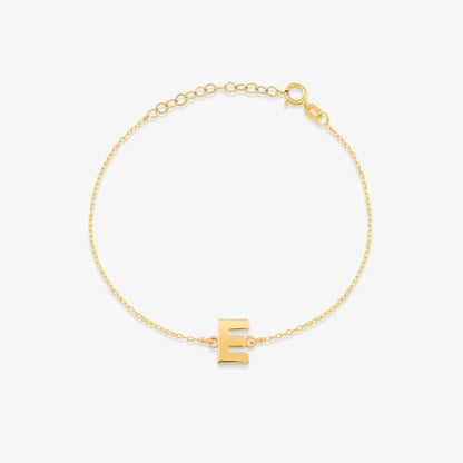 Initial Bracelets in 14K Solid Gold, Adjustable