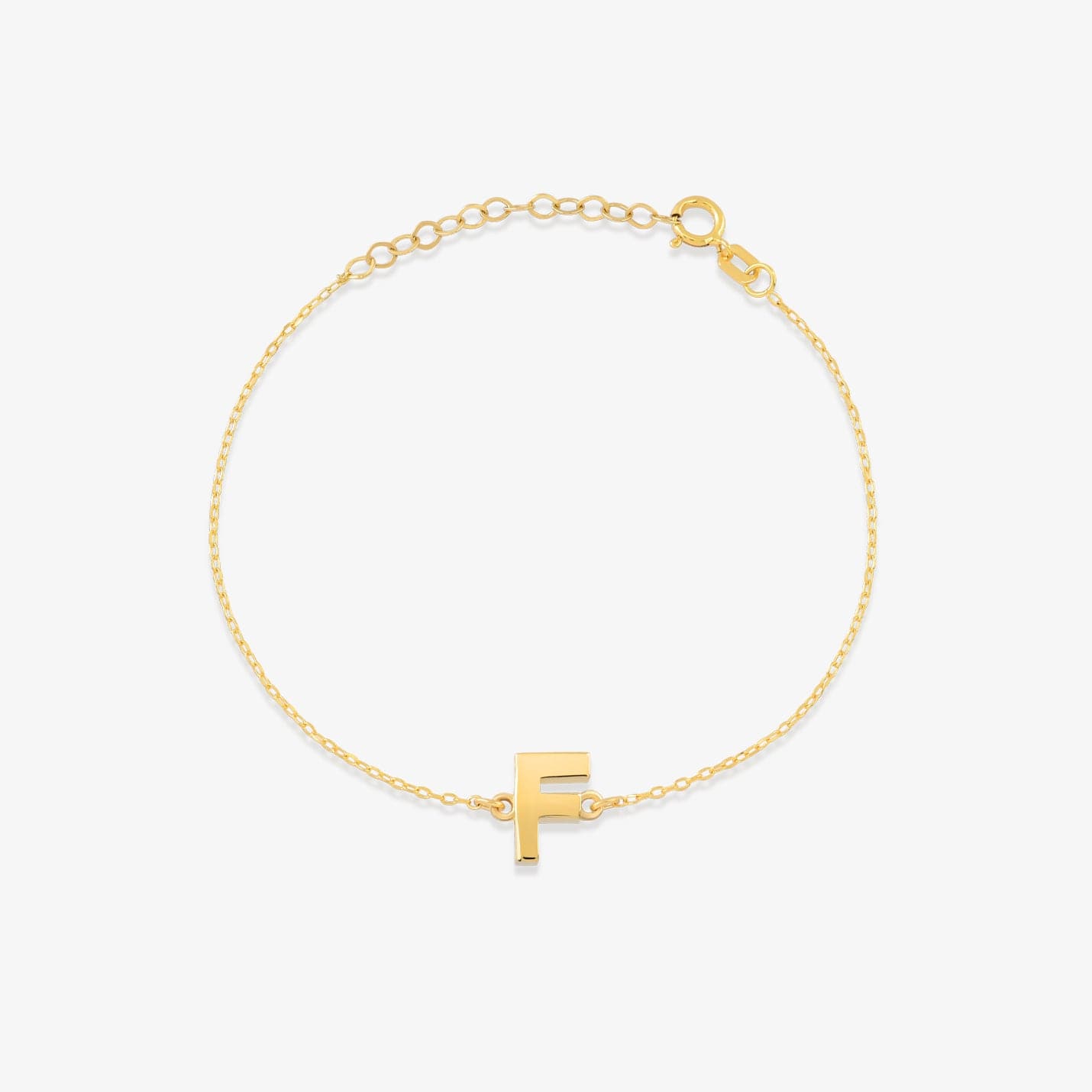 Initial Bracelets in 14K Solid Gold, Adjustable