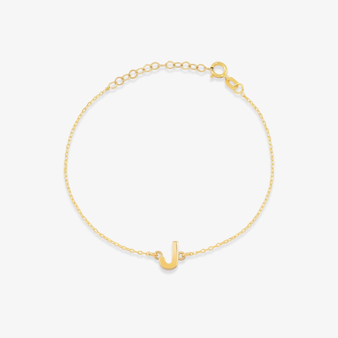 Initial Bracelets in 14K Solid Gold, Adjustable