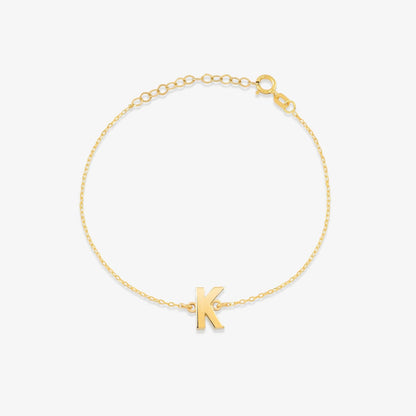 Initial Bracelets in 14K Solid Gold, Adjustable