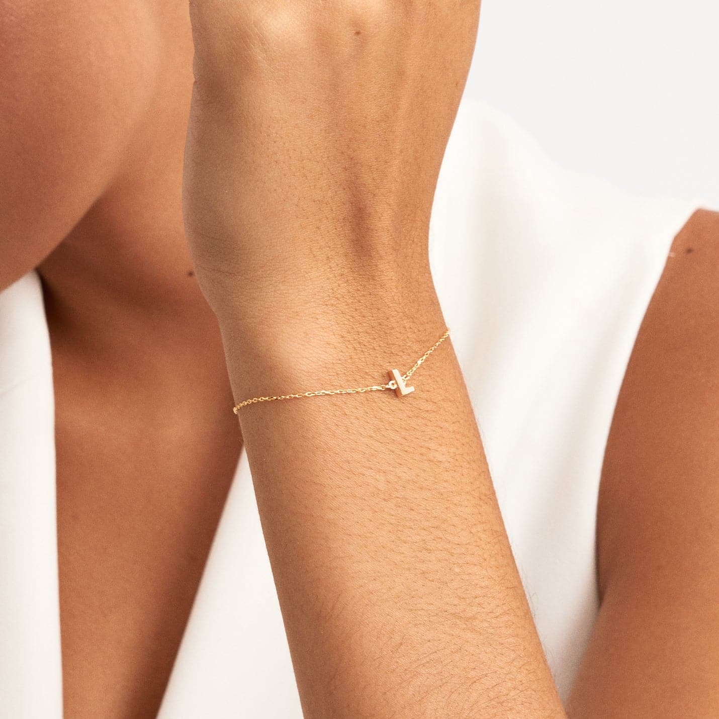 Initial Bracelets in 14K Solid Gold, Adjustable