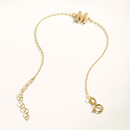 Initial Bracelets in 14K Solid Gold, Adjustable