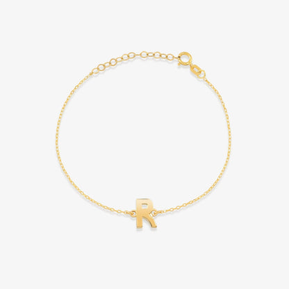 Initial Bracelets in 14K Solid Gold, Adjustable