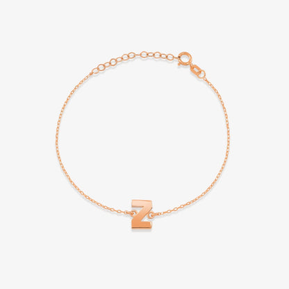 Initial Bracelets in 14K Solid Gold, Adjustable