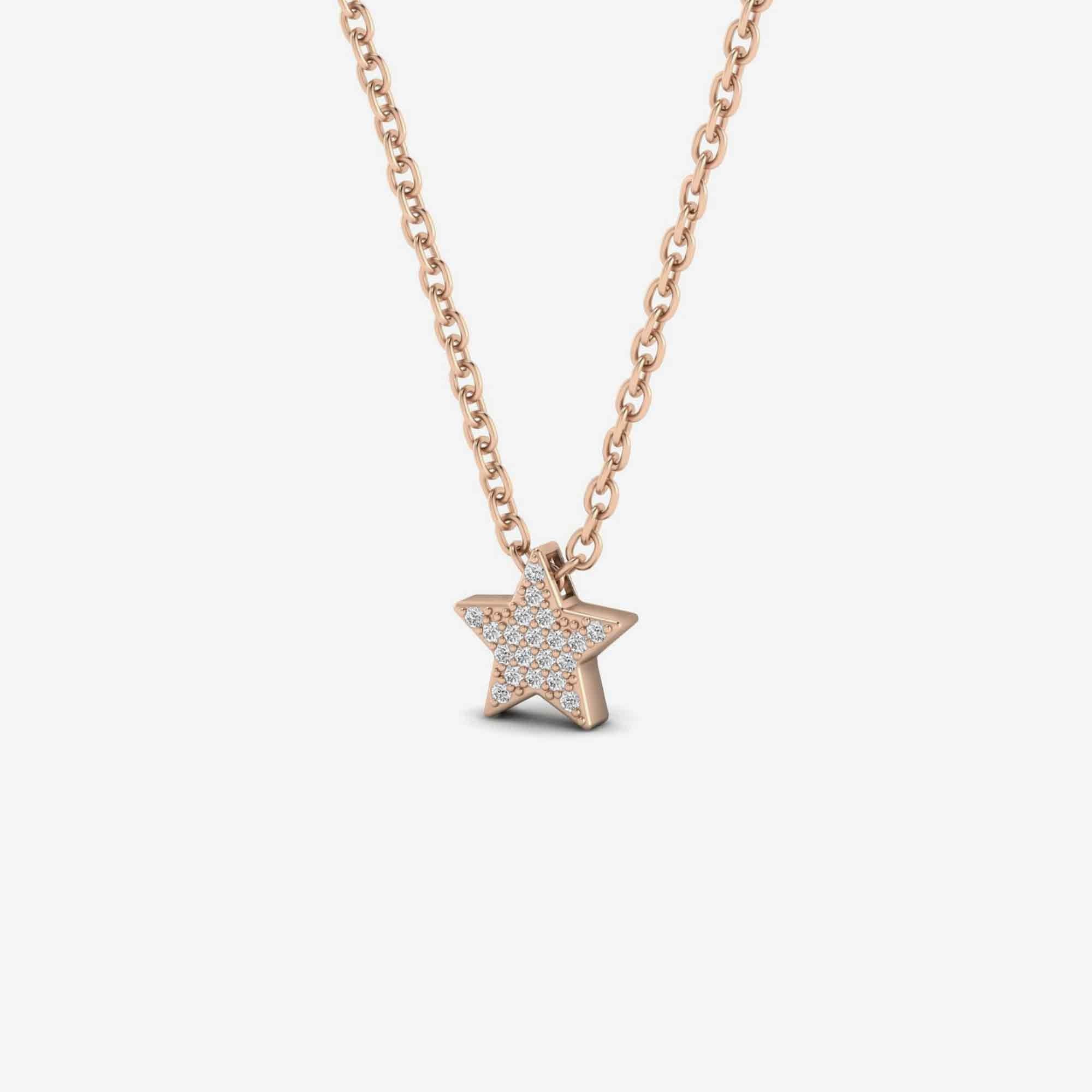 Diamond Star Necklace in 14k Rose Gold