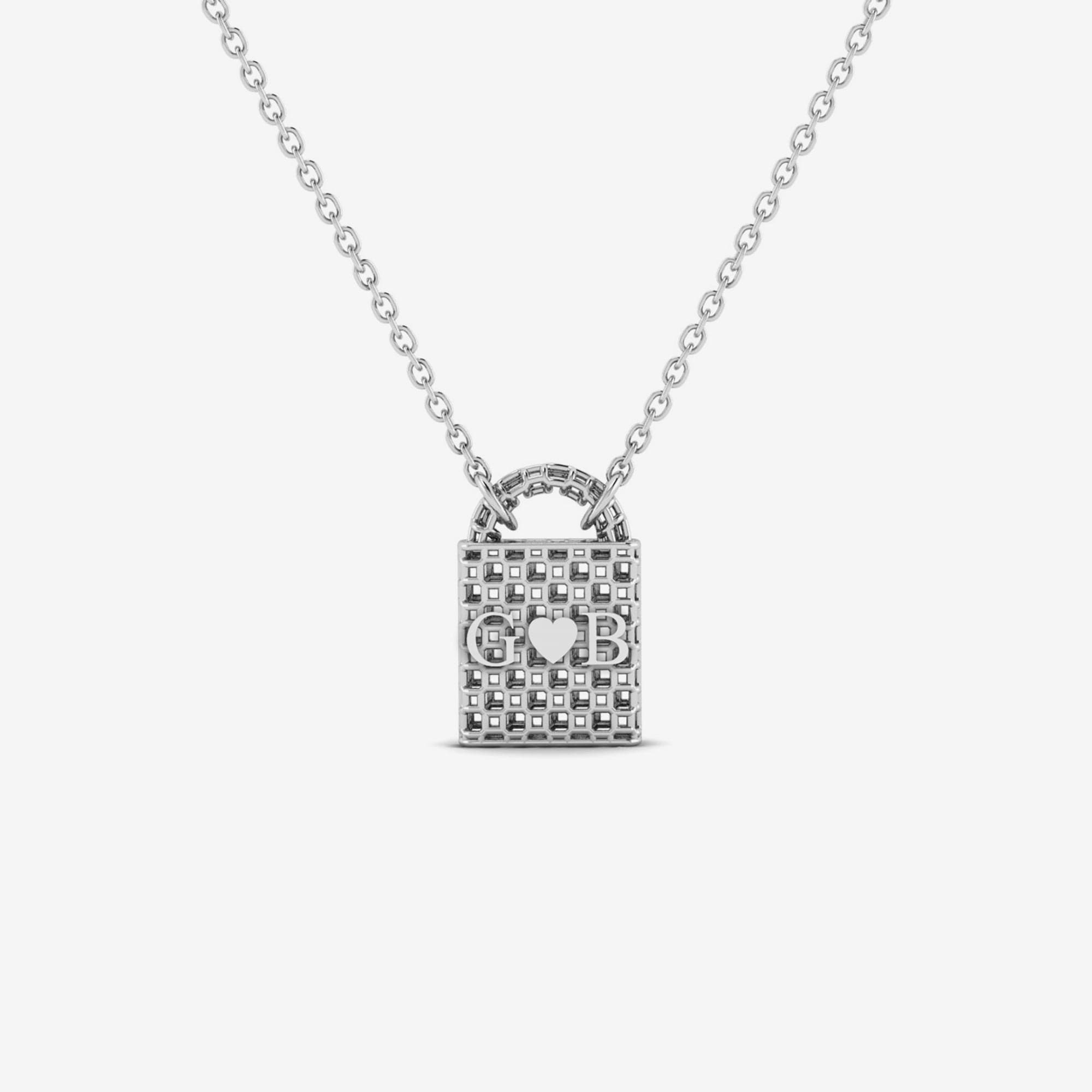 white gold diamond padlock pendant