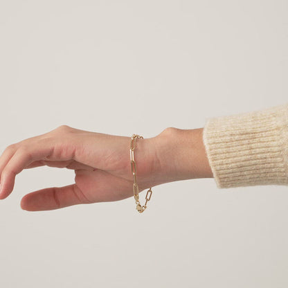 Paperclip Chain Bracelet in 14K Solid Gold