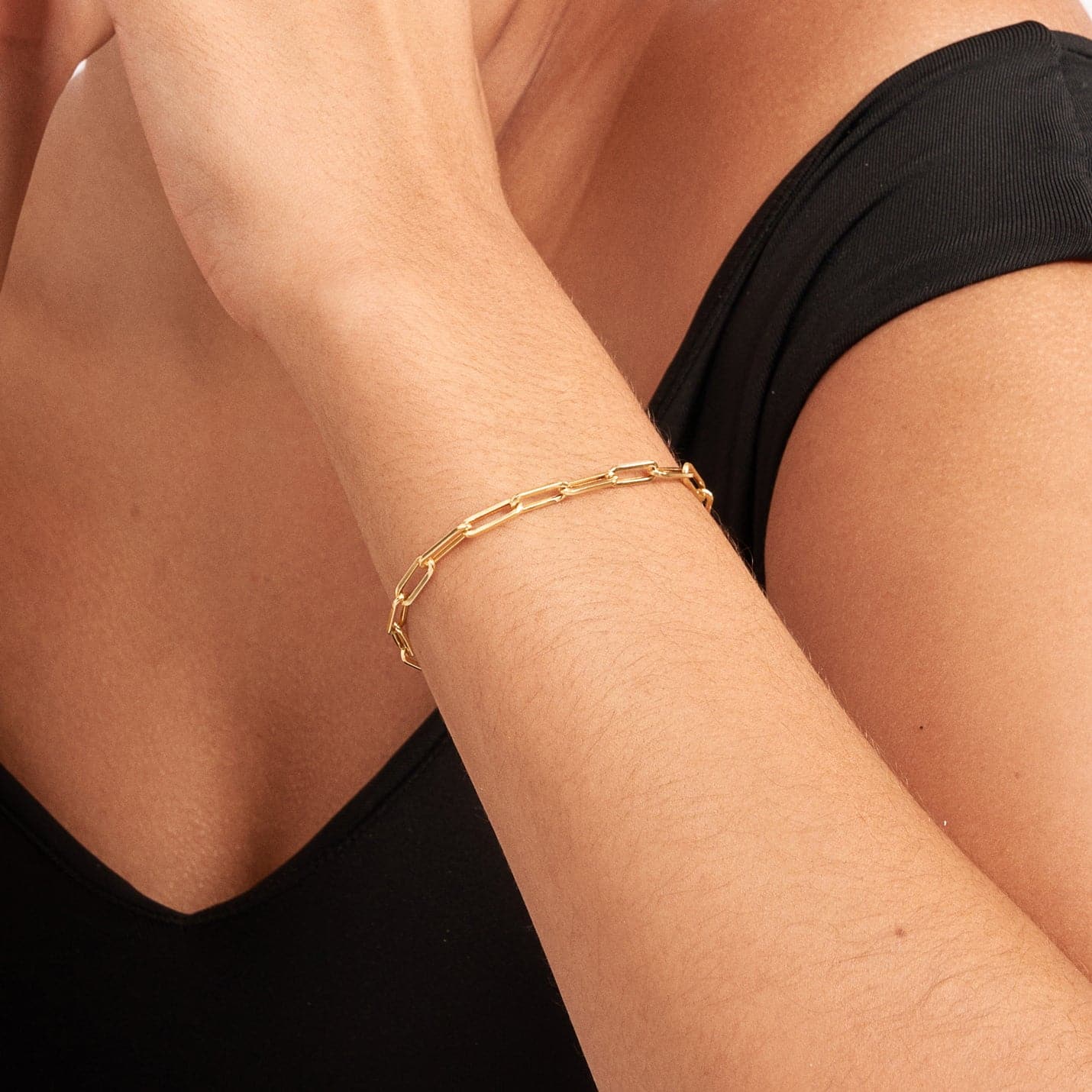 Paperclip Chain Bracelet in 14K Solid Gold